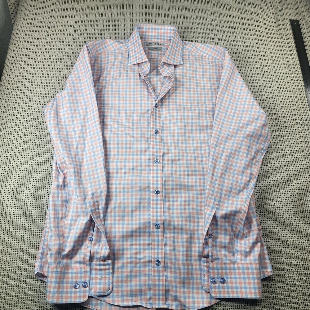 Twillory Shirt Mens 16 34/35 Multicolor Gingham Slim‎ Fit Non Iron Long Sleeve